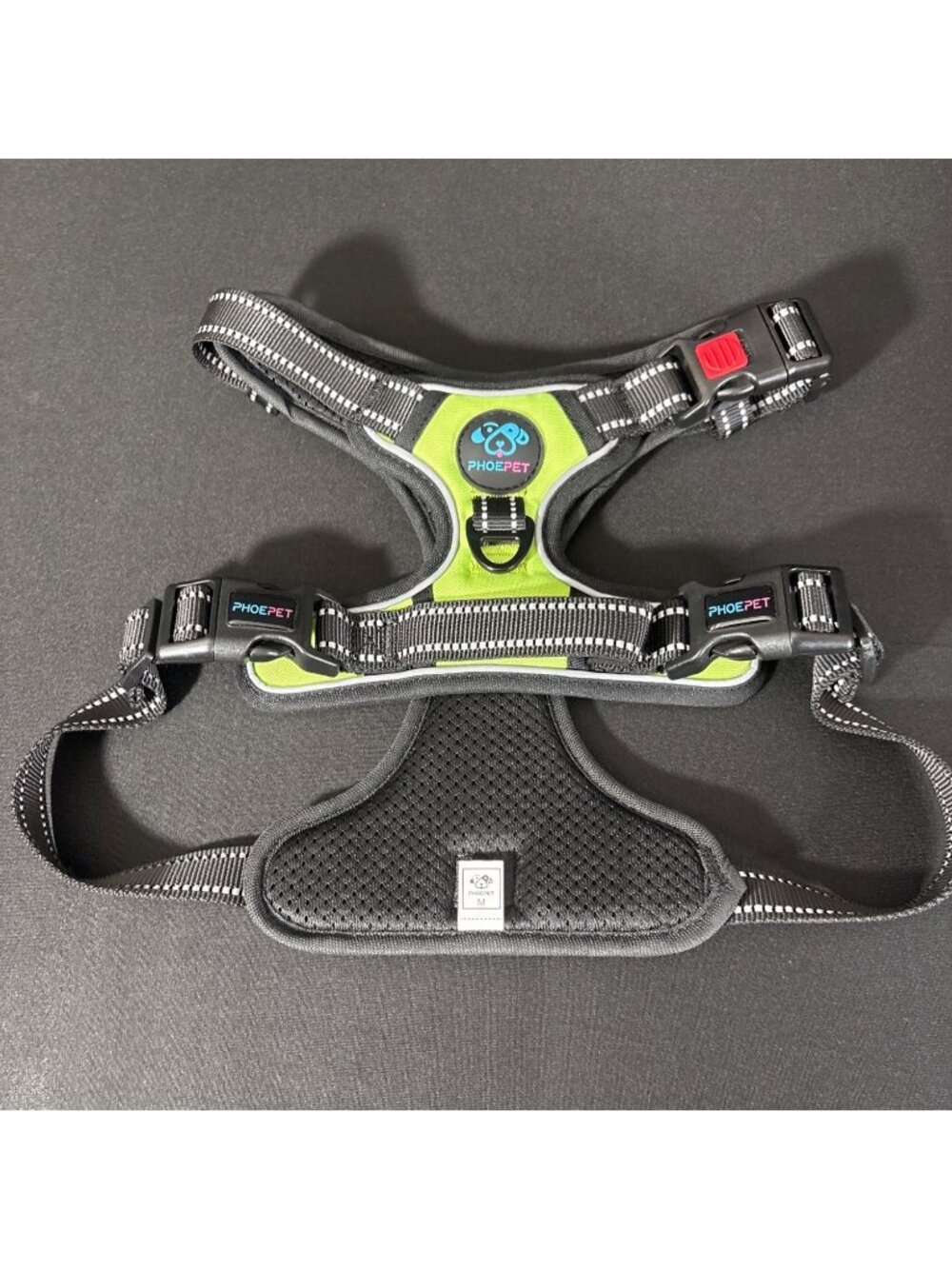 PHOEPET No-Pull Dog Harness Reflective Adjustable Lime Green/Black Size (M) NEW - Picture 3 of 10